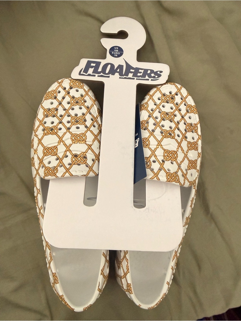 Floaters White & Gold Patterned Slip-On Shoes
